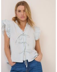 Nobody's Child - Gingham Tie Front Blouse - Lyst