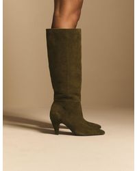 Nobody's Child - Khaki Suede Knee High Heeled Boots - Lyst