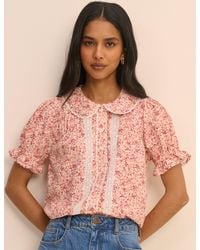 Nobody's Child - Floral Broderie Anglaise Peter Pan Collar Blouse - Lyst