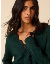 Nobody's Child - Dark Wool Blend Crochet Trim Elodie Cardigan - Lyst