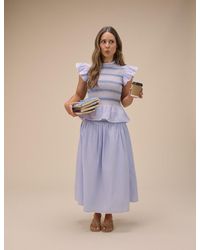 Nobody's Child - Striped Shirred Waist Midi Skirt - Lyst