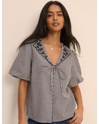 Nobody's Child - And Gingham Puff Sleeve Isla Top - Lyst