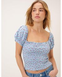 Nobody's Child - Floral Shirred Square Neck Top - Lyst