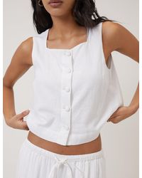 Nobody's Child - Linen-Blend Button Front Top - Lyst