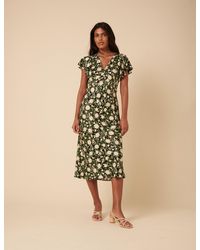 Nobody's Child - Floral Frill Sleeve Martha Midi Dress - Lyst