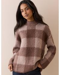Nobody's Child - Check Brushed Funnel Neck Jumper - Lyst