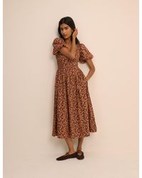 Nobody's Child - Ditsy Floral Puff Sleeve Mara Midi Dress - Lyst