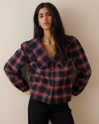 Nobody's Child - Tartan Cord Oversized Collar Blouse - Lyst