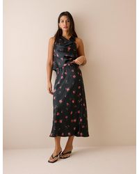 Nobody's Child - Floral Satin Slip Maxi Skirt - Lyst