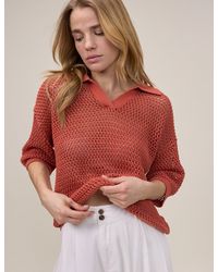 Nobody's Child - Open Collar Polo Knitted Top - Lyst