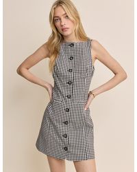 Nobody's Child - Gingham Boat Neck Tailored Mini Dress - Lyst