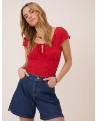 Nobody's Child - Broderie Milkmaid Jersey Top - Lyst