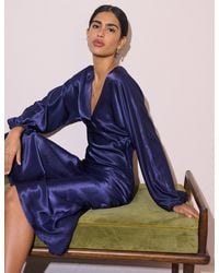 Nobody's Child - Long Sleeve Satin Allura Midi Dress - Lyst