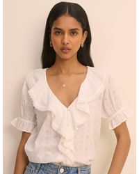 Nobody's Child - Floral Broderie Ruffle Trim Top - Lyst