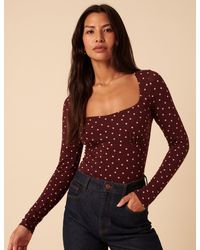 Nobody's Child - Burgundy Polka Dot Long Sleeve Top - Lyst