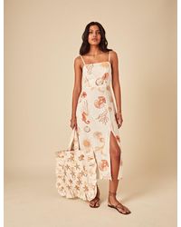 Nobody's Child - Elizabeth Scarlett Linen-Blend Shell Print Maddy Midi Dress - Lyst