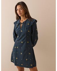 Nobody's Child - Floral Embroidered Hannah Cord Mini Dress - Lyst