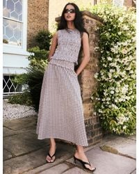 Nobody's Child - And Check Shirred Sallie Top - Lyst