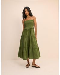 Nobody's Child - Shirred Bandeau Tiered Eva Midi Dress - Lyst
