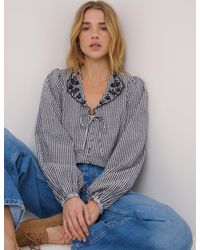 Nobody's Child - Gingham Embroidered Floral Collar Blouse - Lyst