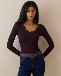 Nobody's Child - Scalloped Lace Trim Modal-Rich Top - Lyst