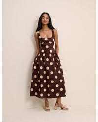 Nobody's Child - And Cream Polka Dot Panelled Soraya Midi Dress - Lyst