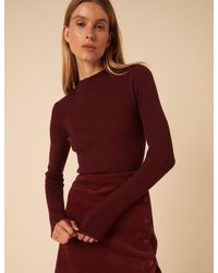 Nobody's Child - Burgundy High Neck Ribbed Knitted Top - Lyst