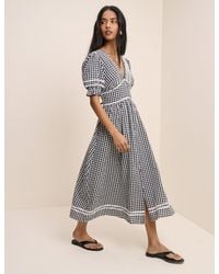 Nobody's Child - Gingham Puff Sleeve Saffy Midi Dress - Lyst