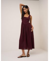 Nobody's Child - Linen-Blend Drop Waist Cora Midi Dress - Lyst