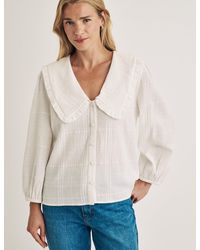 Nobody's Child - Check Frill Peter Pan Collar Blouse - Lyst