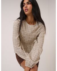 Nobody's Child - Check Balloon Sleeve Blouse - Lyst