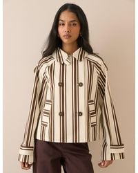 Nobody's Child - Striped Short Trench Jacket - Lyst