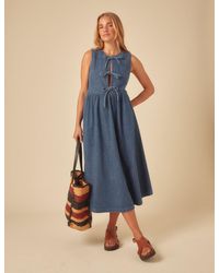 Nobody's Child - Denim Tie Front Eden Midi Dress - Lyst