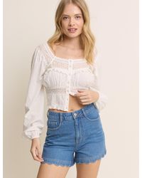 Nobody's Child - Mid Wash Denim Scallop Short - Lyst