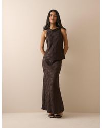 Nobody's Child - Jacquard Floral Satin Leila Slip Skirt - Lyst