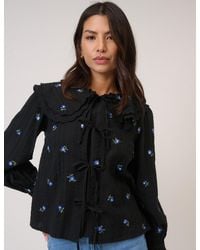 Nobody's Child - Floral Embroidered Tie Front Top - Lyst