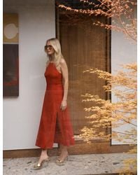 Nobody's Child - Linen-Blend Open Back Arabella Midi Dress - Lyst