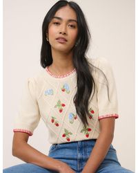Nobody's Child - Strawberry Embroidered Knitted T-Shirt - Lyst