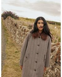 Nobody's Child - And Heritage Check Faux Fur Collar Coat - Lyst