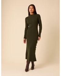 Nobody's Child - Dark Knitted Long Sleeve Midi Dress - Lyst