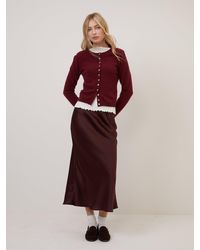 Nobody's Child - Burgundy Satin Mila Midi Slip Skirt - Lyst