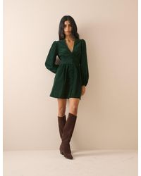 Nobody's Child - Emerald Balloon Sleeve Riley Cord Mini Dress - Lyst