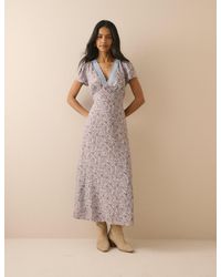 Nobody's Child - Ditsy Floral Lace Trim Kacey Midi Dress - Lyst