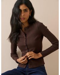 Nobody's Child - Chocolate Pointelle Jersey Cardigan - Lyst