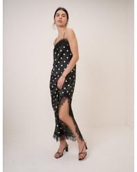 Nobody's Child - Polka Dot Betsie Lace Trim Midi Column Dress - Lyst