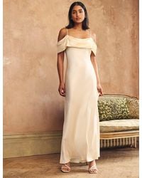 Nobody's Child - Ivory Satin Bardot Gaia Bridesmaid Maxi Dress - Lyst