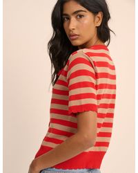Nobody's Child - Strip Short Sleeve Tie Neck Cardigan - Lyst