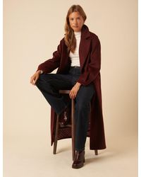 Nobody's Child - Nc X Lisou Burgundy Wool Blend Tailored Longline Coat - Lyst