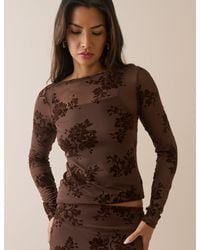 Nobody's Child - Floral Mesh Long Sleeve Top - Lyst