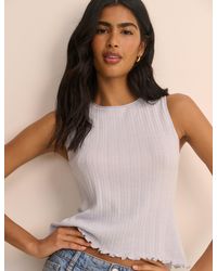 Nobody's Child - Baby Rib And Ruffle Sheer Knit Vest - Lyst